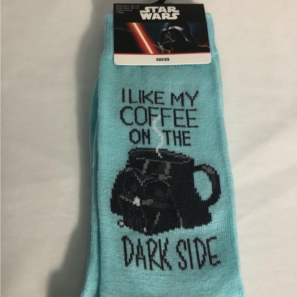 Star Wars Socks Turquoise I Like My Coffee On the Dark Side Crazy Funny Novelty